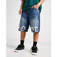 Hoodrich Hem Print Denim Shorts - blue - Mens