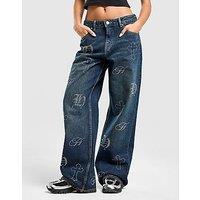 Hoodrich Crystal Diamante Jeans - Blue - Womens