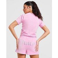 JUICY COUTURE Diamante Heart Logo Shorts - Pink - Womens
