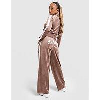 JUICY COUTURE Script Velour Wide Track Pants - Brown - Womens