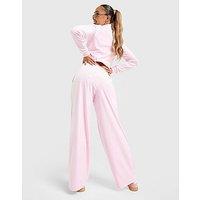 JUICY COUTURE Script Velour Wide Track Pants - Pink - Womens