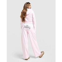JUICY COUTURE Angel Velour Diamante Wide Joggers - Pink - Womens