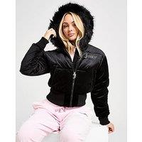 JUICY COUTURE Diamante Velour Padded Jacket - Black - Womens