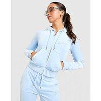 JUICY COUTURE Script Velour Hoodie - Blue - Womens