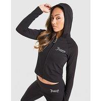 JUICY COUTURE Logo Jersey Full Zip Hoodie - Black - Womens