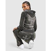 JUICY COUTURE Cross Wash Velour Hoodie - Black - Womens