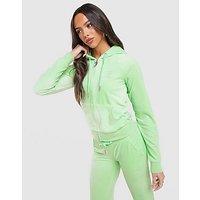 JUICY COUTURE Script Diamante Heart Hoodie - Green - Womens