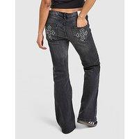 JUICY COUTURE Cross Lace Up Denim Jeans - Black - Womens