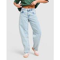 Unlike Humans Mid-Rise Barrel Jeans - Blue - Womens
