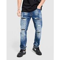 Supply & Demand Rhinestone Slim Ripped Jeans - Blue - Mens