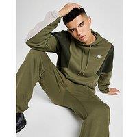 Nike Club Fleece Colour Block Hoodie - Green - Mens
