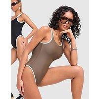 Unlike Humans Scoop Swimsuit - Brown - Womens