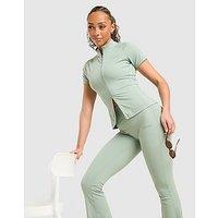 DAILYSZN Sculpt Short Sleeve Full Zip Top - Green - Womens