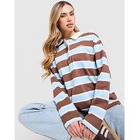 Unlike Humans Stripe Rugby Shirt - Brown - Womens