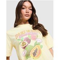 Unlike Humans Tropical T-Shirt - Yellow - Womens