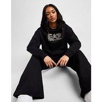 EA7 Emporio Armani Shine Logo Crew Sweatshirt - Black - Womens