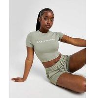 EA7 Emporio Armani Logo Slim Crop T-Shirt - Khaki - Womens