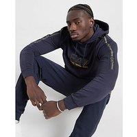 EA7 Emporio Armani Tape Large Logo Overhead Hoodie - Navy - Mens