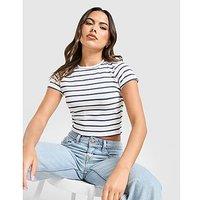 Calvin Klein Stripe T-Shirt - White - Womens