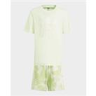 adidas Summer Allover Print Short Tee Set - Semi Green Spark - Womens