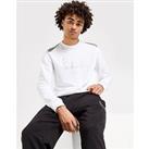 Emporio Armani EA7 7 Lines Cotton-Blend Logo Crew Sweatshirt - White - Mens