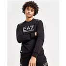Emporio Armani EA7 7 Lines Cotton-Blend Logo Crew Sweatshirt - Black - Mens