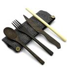 Dark Wood Cutlery Set (Light grey bag)