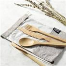 Bamboo Cutlery Set (Dark grey bag)