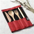 Bamboo Cutlery Set (Dark grey bag)