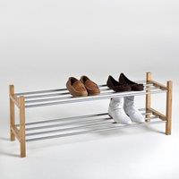 Bamboo 2-Tier Metal & Bamboo Shoe Rack