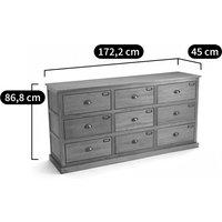 Lunja Pine Dressmaker-Style Sideboard with 9 Drawers
