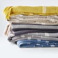 Nedo Striped Fringed 100% Cotton Bedspread
