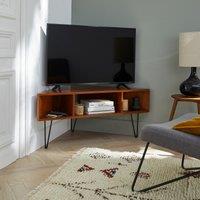 Watford Vintage Walnut & Metal Corner TV Unit