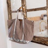 Linen XL Tote Bag with Sequin Trim