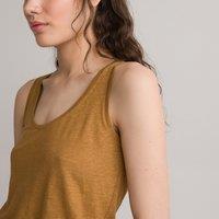 Linen Vest Top with Crew Neck