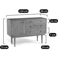 Quilda Vintage 1-Door, 3-Drawer Oak Sideboard