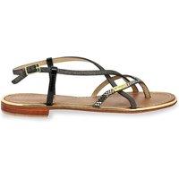 Monaco Leather Flat Sandals with Cross-Strap