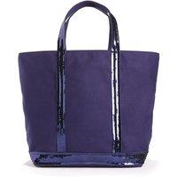 Cotton Canvas Tote Bag with Sequin Trim, Medium