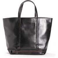 Leather Medium Tote Bag with Black Sequins