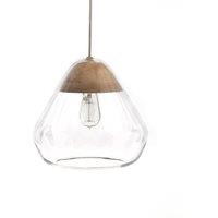 Nasoa 30cm Diameter Glass & Wood Ceiling Light