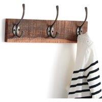 Wall-Mounted Wooden Coat Rack with 3 Metal Hooks