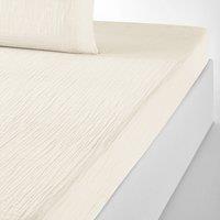 Snow Plain Cotton Muslin Fitted Sheet
