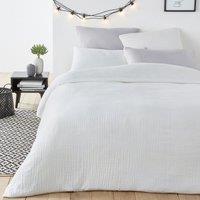Snow Plain Cotton Muslin Duvet Cover