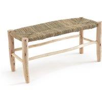 Ghada Bench in Raw Willow Wood and Braided Doum