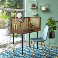 Noya Vintage Desk with Rattan Panels