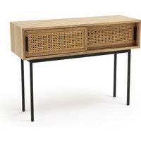 Waska Oak Console with Rattan Sliding Doors