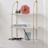 Fitia 40cm Triple Marble & Brass Wall Shelf