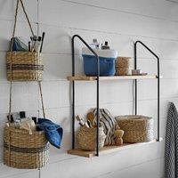 Vinto L65cm Wood & Metal Double Wall Shelf