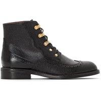 Demoti Leather Ankle Boots in Faux Snakeskin with Laces