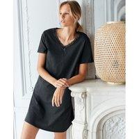 Cotton Short Sleeve Nightshirt with Lace Detail